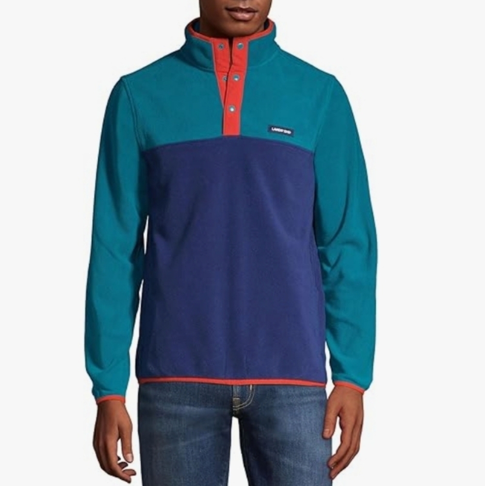 Lands End Fleece Snap Pullover Multicolor XL